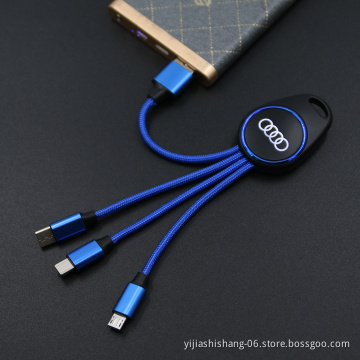 Light up Logo 3 In 1 USB Charging Cable Promotional items With Logo
